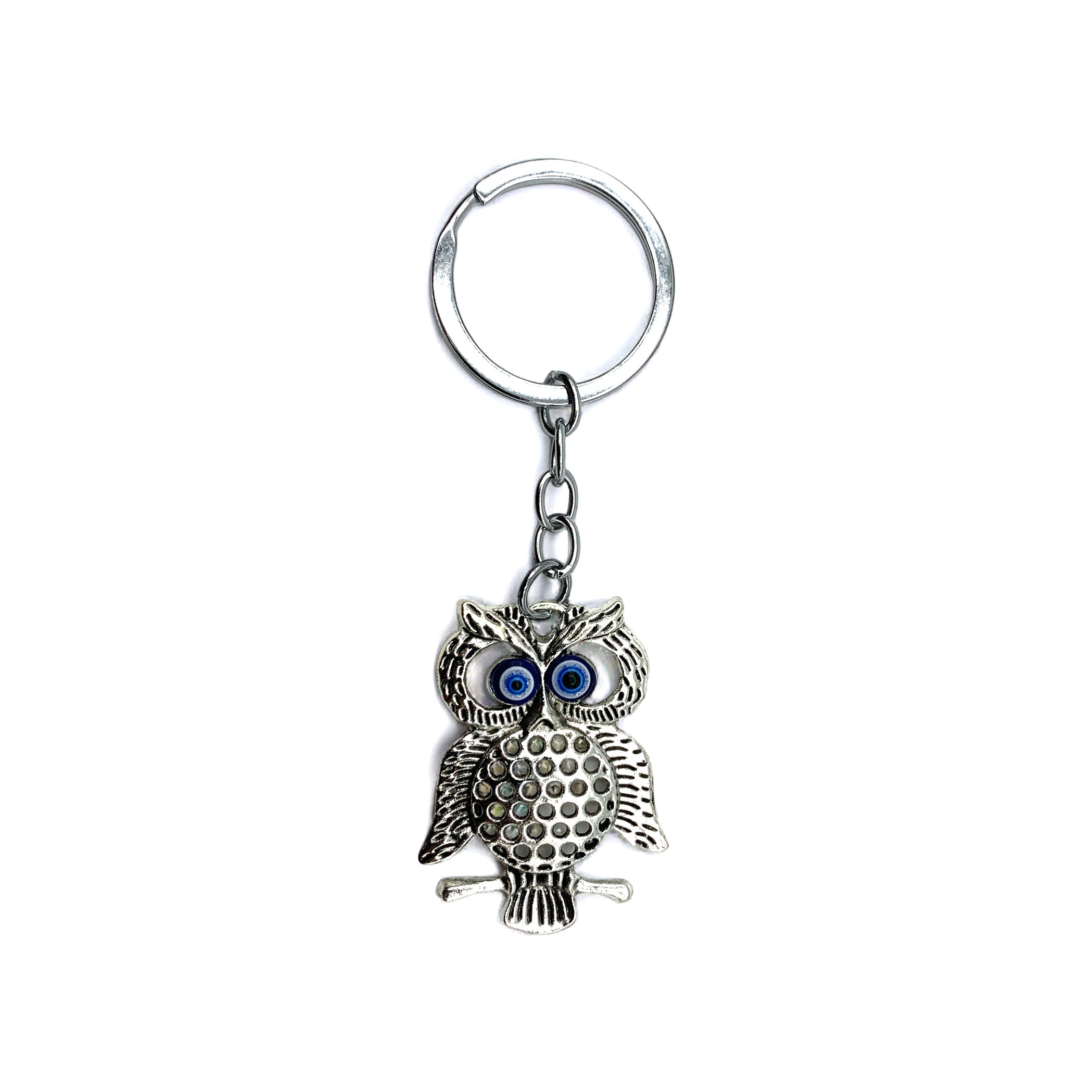 Keychain - Blue Evil Eye Owl Charm